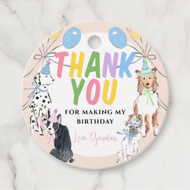 Padty Dog First Birday Party Gracias Etiqueta (Anverso)