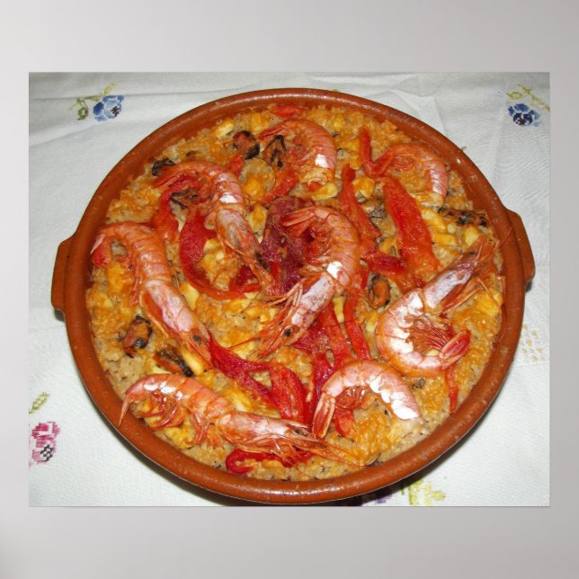 Paella De Marisco Póster (Frente)