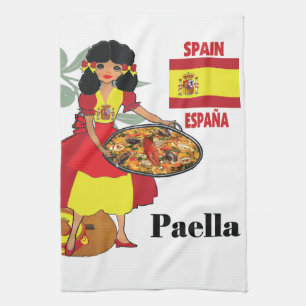 Paella español de la toalla de cocina