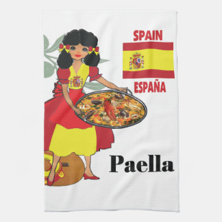 Paella español de la toalla de cocina