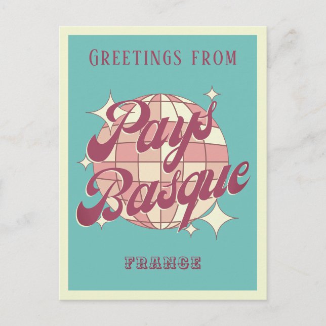 Paga postal retro de vacaciones de la Francia vasc (Anverso)