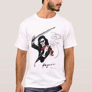 Paganini que juega una camiseta roja del violín