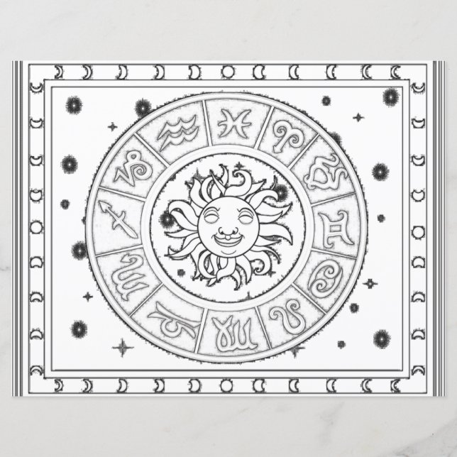 Página Astrología Colorante Zodiaco (Anverso)