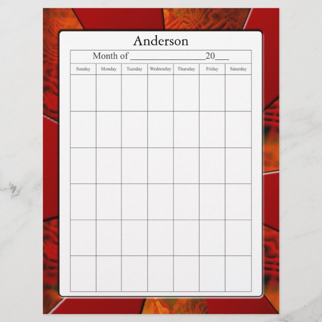 Página Calendario en blanco (Anverso)