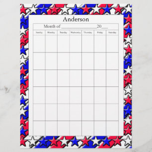 Página Calendario en blanco - Rojo, Blanco y Azul