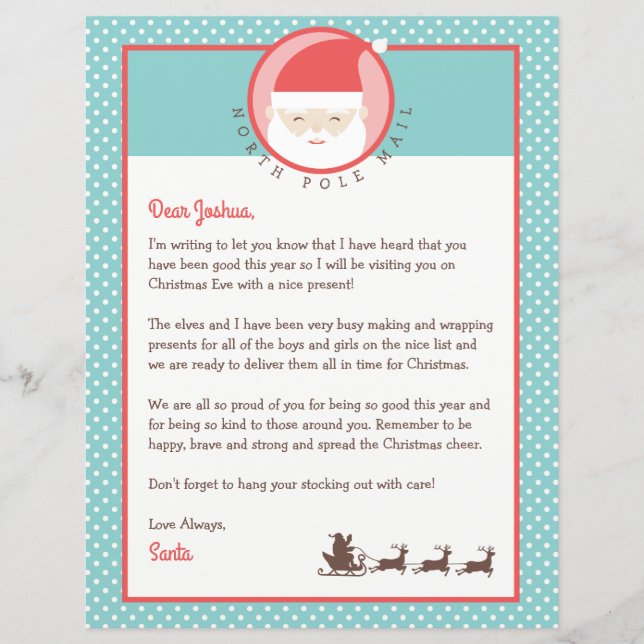 Página Carta desde Santa Personalizada y Colorante (Anverso)