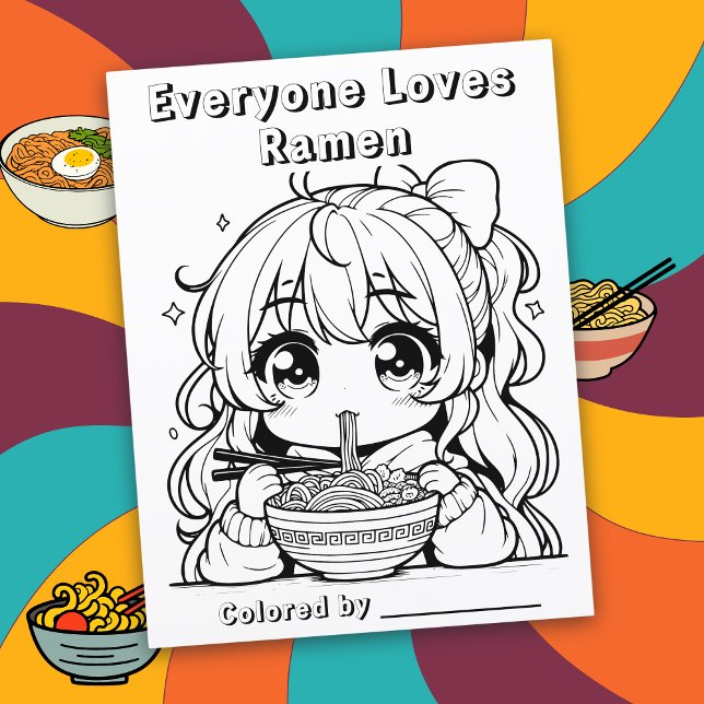 Página Color Me | Anime Chica Eating Ramen (Subido por el creador)
