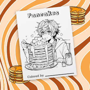 Página Color Me para los niños   Anime Boy comiend
