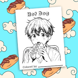 Página Color Me para los niños   Anime Boy comiend