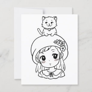 Página Color Me para los niños   Anime kitten