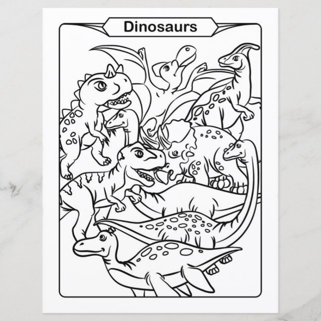 Página Coloración de Dinosaurios (Anverso)