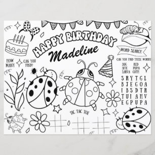 Página Colorante De Bichos Ladybug Día De Cumpleañ