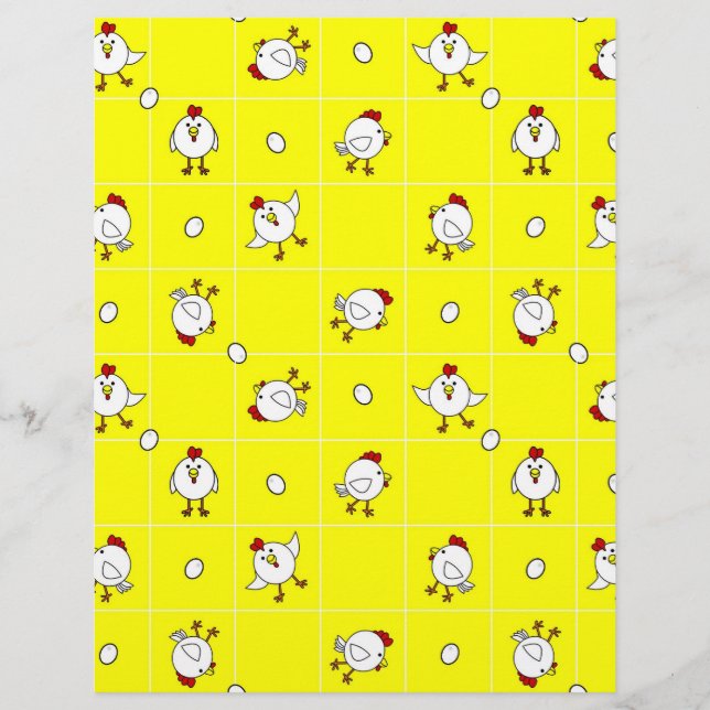 Página Cute Happy Chicken Yellow Scrapbook (Anverso)