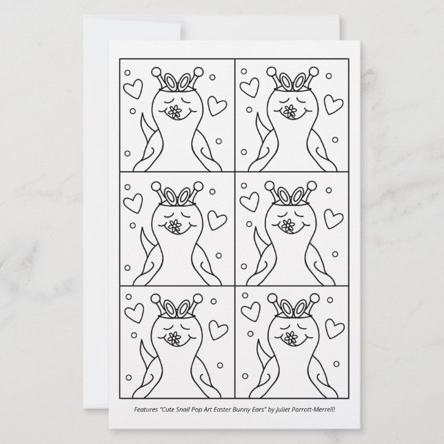 Página Cute Snail Pop Art Bunny Ears Easter Easter (Anverso)