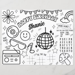 Página de actividad de colorear cumpleaños retro G