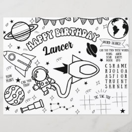 Página de actividad de colorear fiesta de astronau