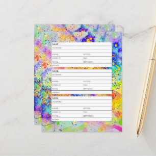 Página de agenda de salpicaduras coloridas