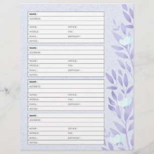 Página de agenda vintage lavanda