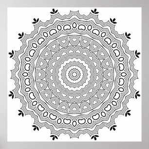 Página de arte para colorear mandala con motivo de