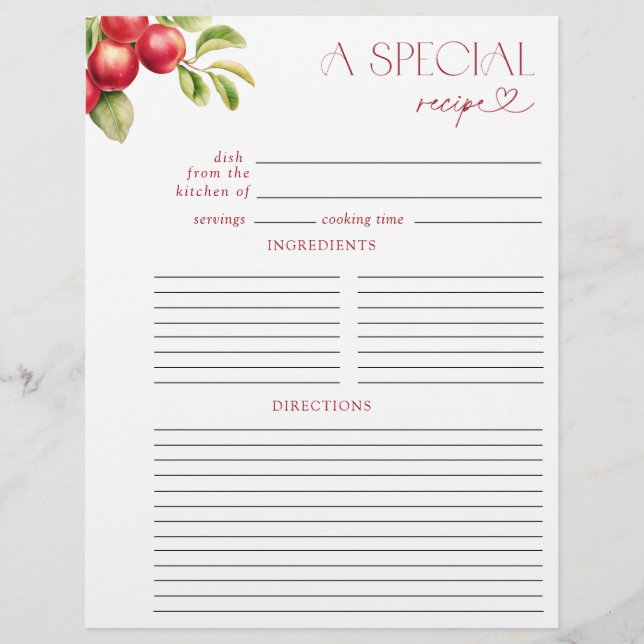Página de Binder de la receta de la ducha de novia (Anverso)