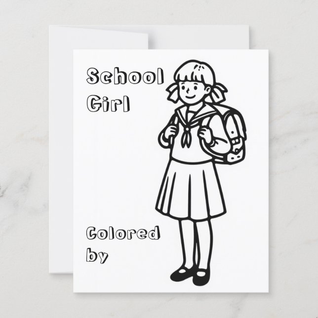 página de color. Chica Scool (Anverso)