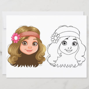 Página de color de la cabeza del chica corto