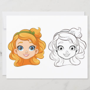 Página de color de la cabeza del chica corto