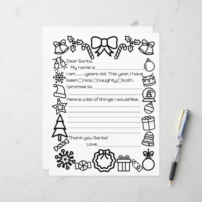 Página de color de la letra Santa (Anverso/Reverso In Situ)