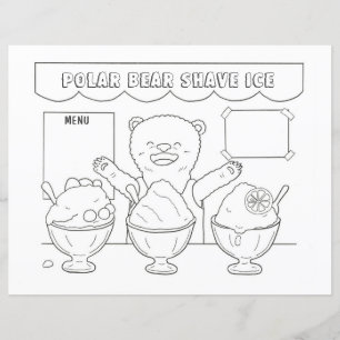 Página de color de los niños del hielo del oso pol