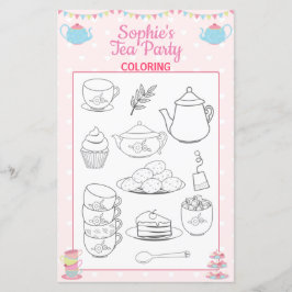 Página de color del Fiesta del té de cumpleaños
