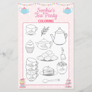 Página de color del Fiesta del té de cumpleaños