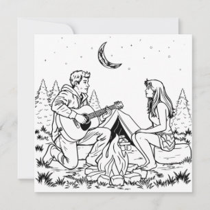 Página de color romántico   Camping Pareja