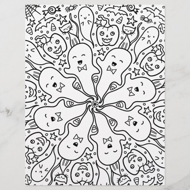 Página de Coloración de Amigos de Halloween (Anverso)