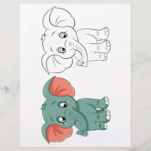 Página de colorear de elefante lindo