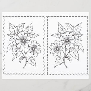 Página de colorear floral simple elegante y linda