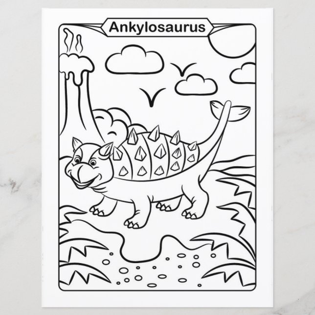 Página de Colores de Dinosaurios - Ankylosauro (Anverso)