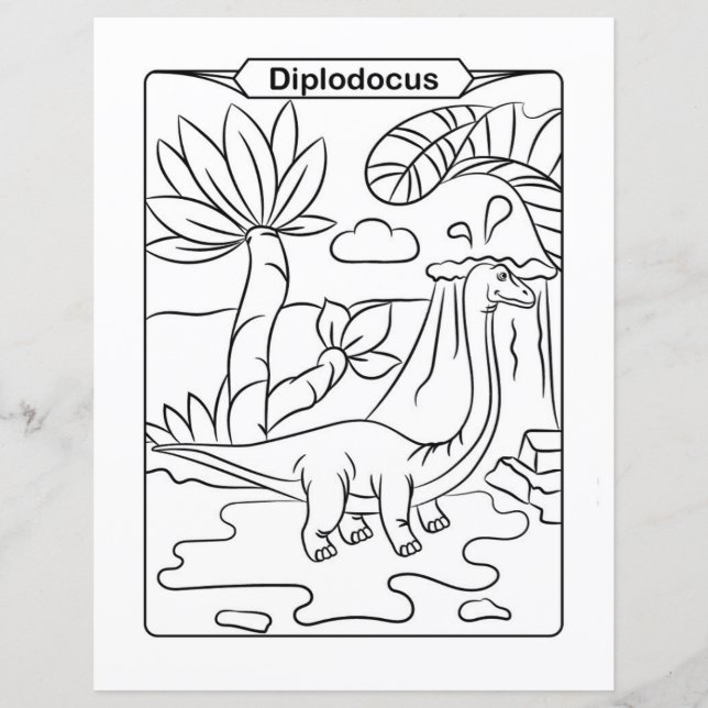 Página de Colores de Dinosaurios - Diplodocuments (Anverso)