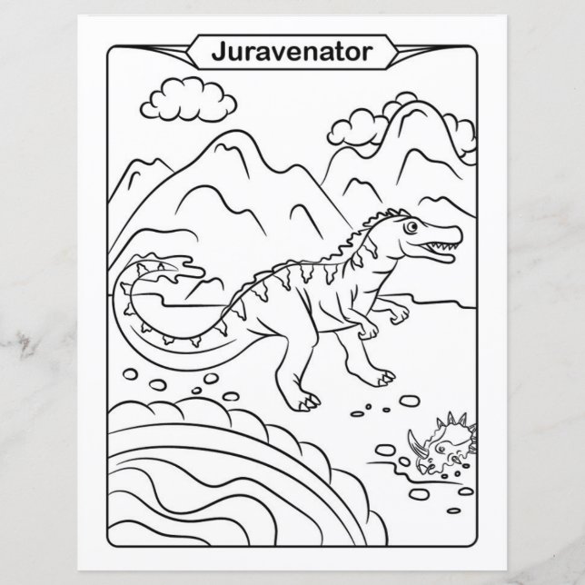 Página de Colores de Dinosaurios - Juravenator (Anverso)