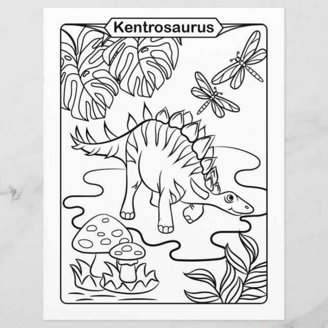 Página de Colores de Dinosaurios - Kentrosaurus (Anverso)