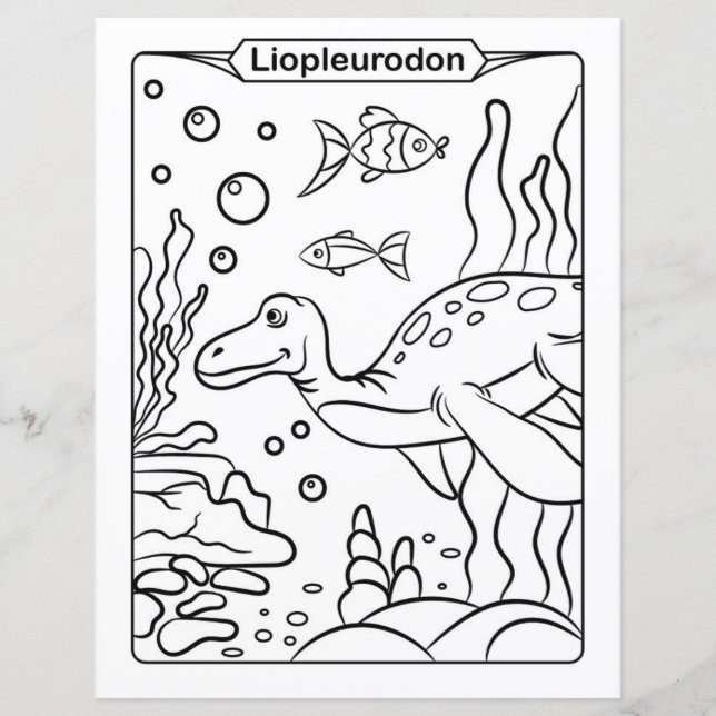 Página de Colores de Dinosaurios - Liopleurodon (Anverso)