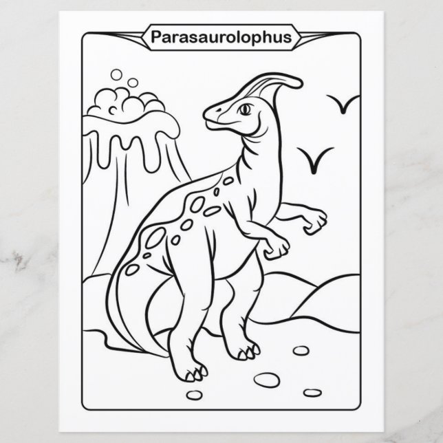 Página de Colores de Dinosaurios - Parasaurolophus (Anverso)