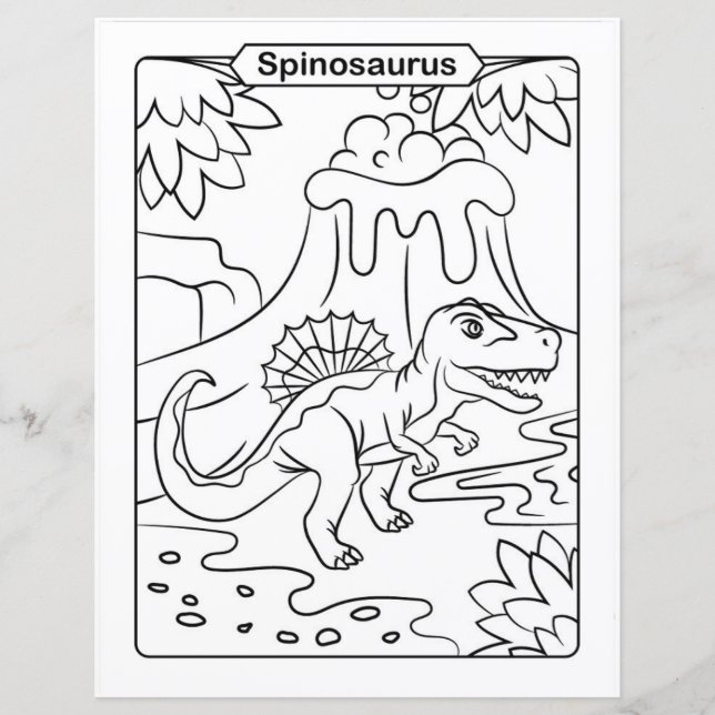 Página de Colores de Dinosaurios - Spinosaurus (Anverso)