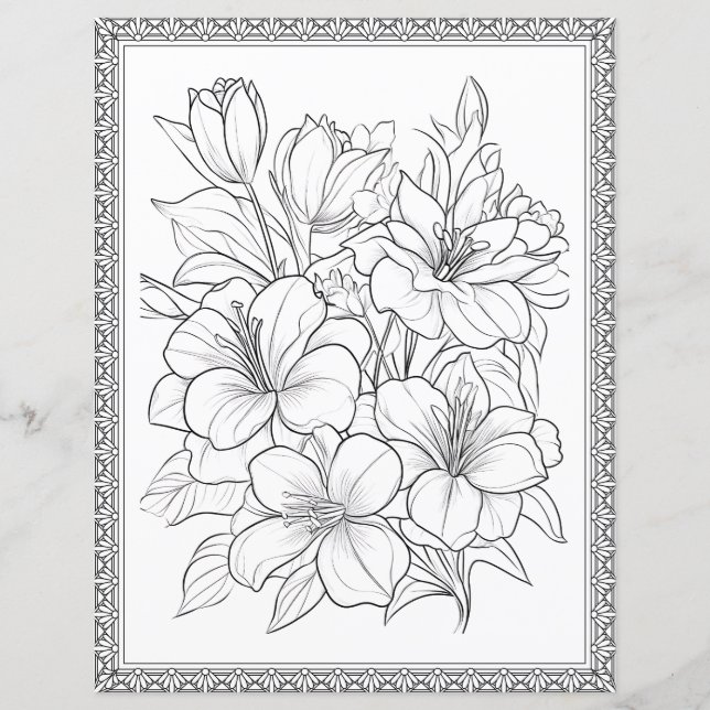 Página de Colores Florales Sencillos (Anverso)