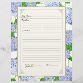 Página de Cookbook Blue Hydrangea Lace Floral Form