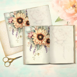 Página de diario basura dúo de girasoles vintage