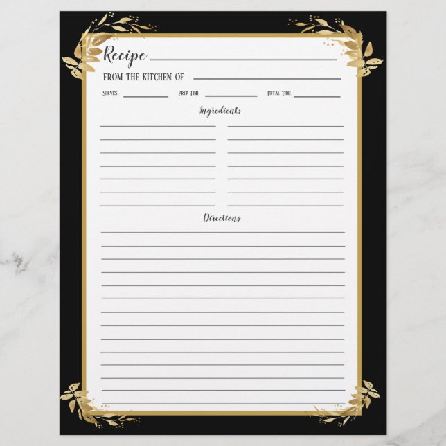 Página de enlace de la receta de oro negro (Anverso)