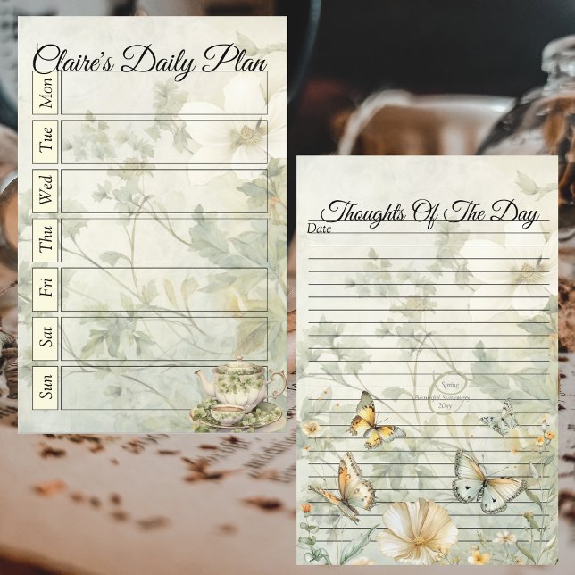 Página de enlace del plan diario blanda de Moda de (Cottage-Chic Soft Yellow Daily Plan Binder Page)