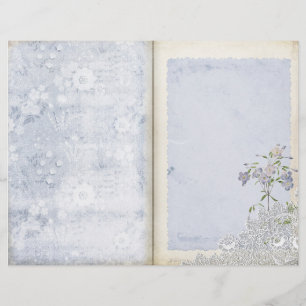 Página de Journal Floral Azul y Shabby