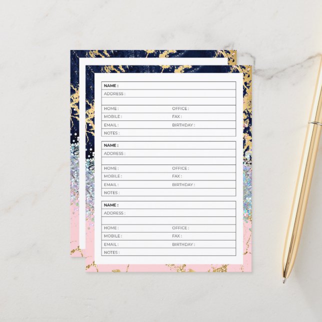 Página de la libreta de direcciones de mármol y pu (Anverso/Reverso In Situ)