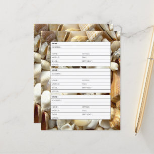 página de la libreta de direcciones de seashells